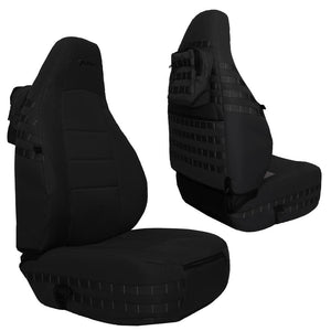 Bartact Jeep Wrangler Seat Covers black / graphite Front Tactical Seat Covers for Jeep Wrangler TJ 1997-02 (PAIR) w/ MOLLE Bartact