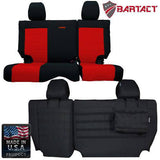Bartact Jeep Wrangler Seat Covers Black / Red Rear Bench Tactical Seat Covers for Jeep Wrangler JKU 2007 4 Door Bartact w/ MOLLE