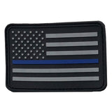 Bartact Miscellaneous Thin Blue Line / Stars on Left American Flag Patch PVC Rubber w/ Color Options - USA Flag Patch, Thin Blue Line Patch, Thin Red Line Patch 2" x 3" w/ Velcro/Hook backing