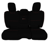 Bartact Black/Black Red Stitch Red Logo CLICK FOR OPTIONS - 2018+ JLU 4-Door Rear Bench (WITH Armrest) Seat Covers - Overstock (Copy)
