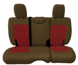 Bartact Coyote/Red Red Logos CLICK FOR OPTIONS - 2018+ JLU 4-Door Rear Bench (No Armrest) Seat Covers - Overstock
