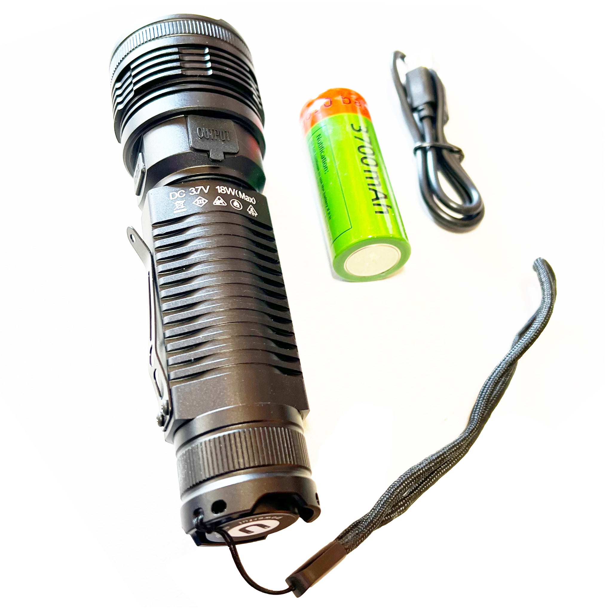 dc rechargeable flashlight Knight Torch M18CPB High Output Rechargeable Weatherproof Flashlight with COB light and Red Safety Strobe