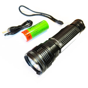 Bartact Flashlight Knight Torch M18CPB High Output Rechargeable Weatherproof Flashlight with COB light and Red Safety Strobe
