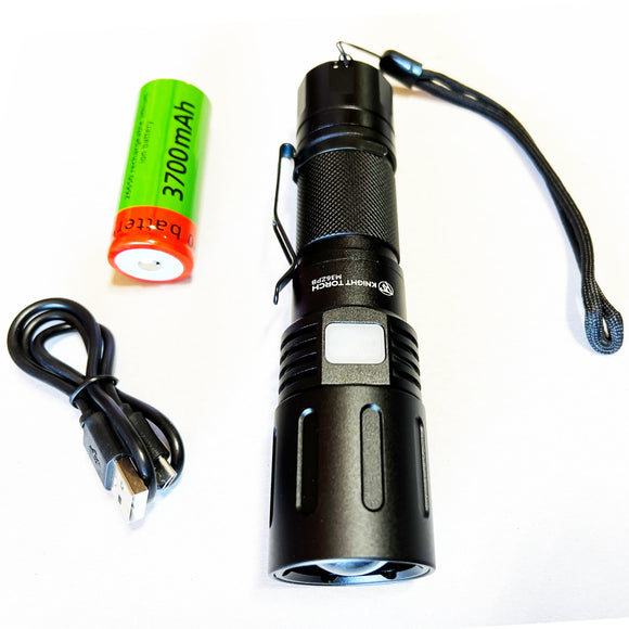 Bartact Flashlight Knight Torch M36ZPB High Output Zoomable Rechargeable Weatherproof Flashlight