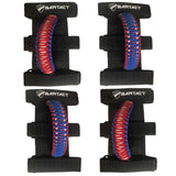Bartact Grab Handles Red White Blue / Reversible Paracord Grab Handles for Roll Bars Set of 4 for Jeep Wrangler JL, JLU, TJ, YJ, CJ, Gladiator, UTV, RZR, X3 Front and Rear Bartact