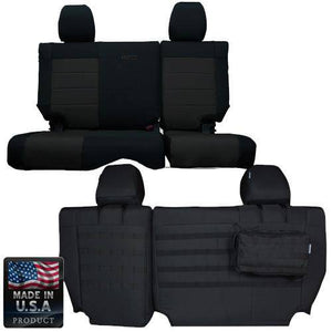 Bartact Jeep Wrangler Seat Covers Black / Graphite Rear Bench Tactical Seat Covers for Jeep Wrangler JKU 2007 4 Door Bartact w/ MOLLE