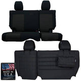 Bartact Jeep Wrangler Seat Covers Black / Black Rear Bench Tactical Seat Covers for Jeep Wrangler JKU 2007 4 Door Bartact w/ MOLLE