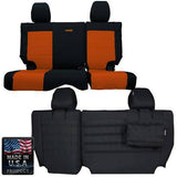 Bartact Jeep Wrangler Seat Covers Black / Orange Rear Bench Tactical Seat Covers for Jeep Wrangler JKU 2007 4 Door Bartact w/ MOLLE