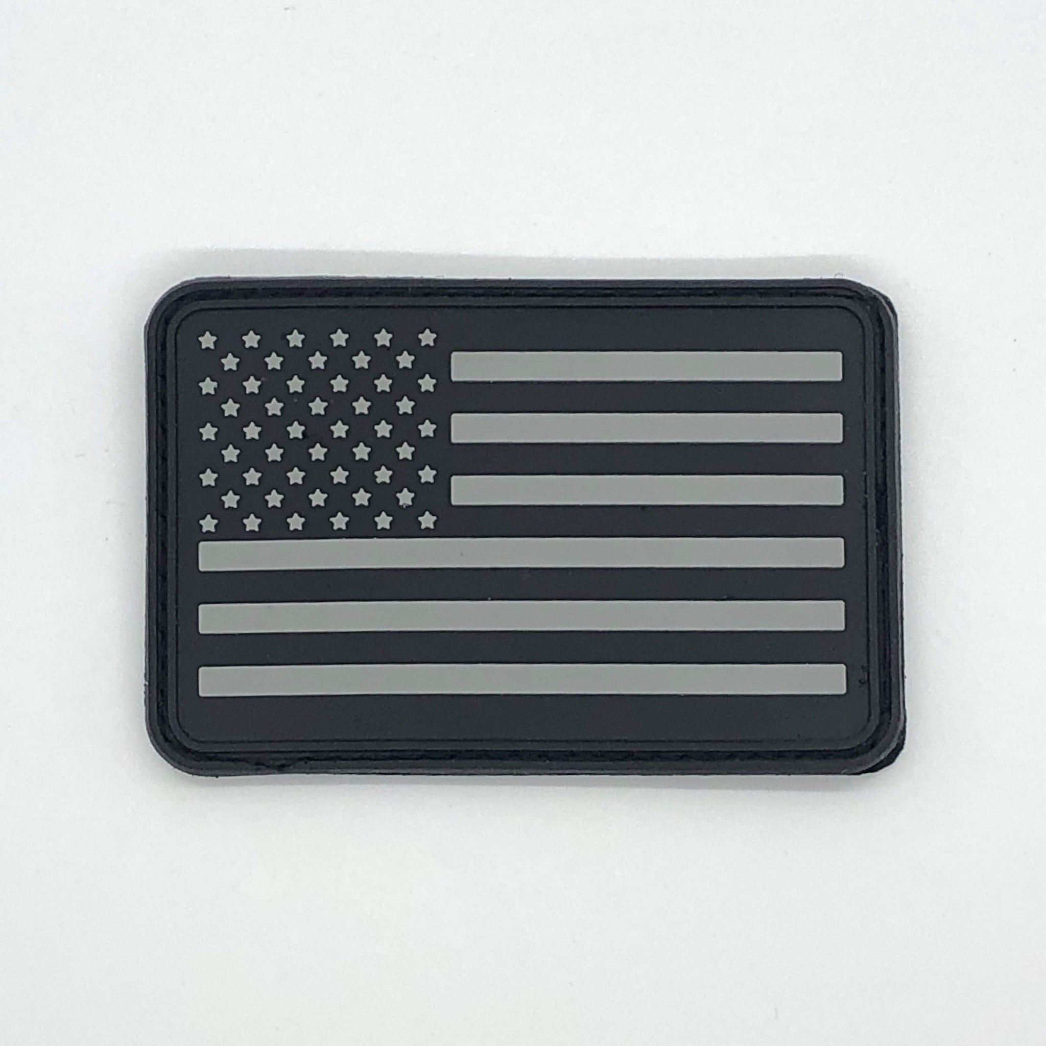 American Flag Patch, Subdued Grey, PVC Rubber, 2 x 3 w/ Velcro/Hook  backing
