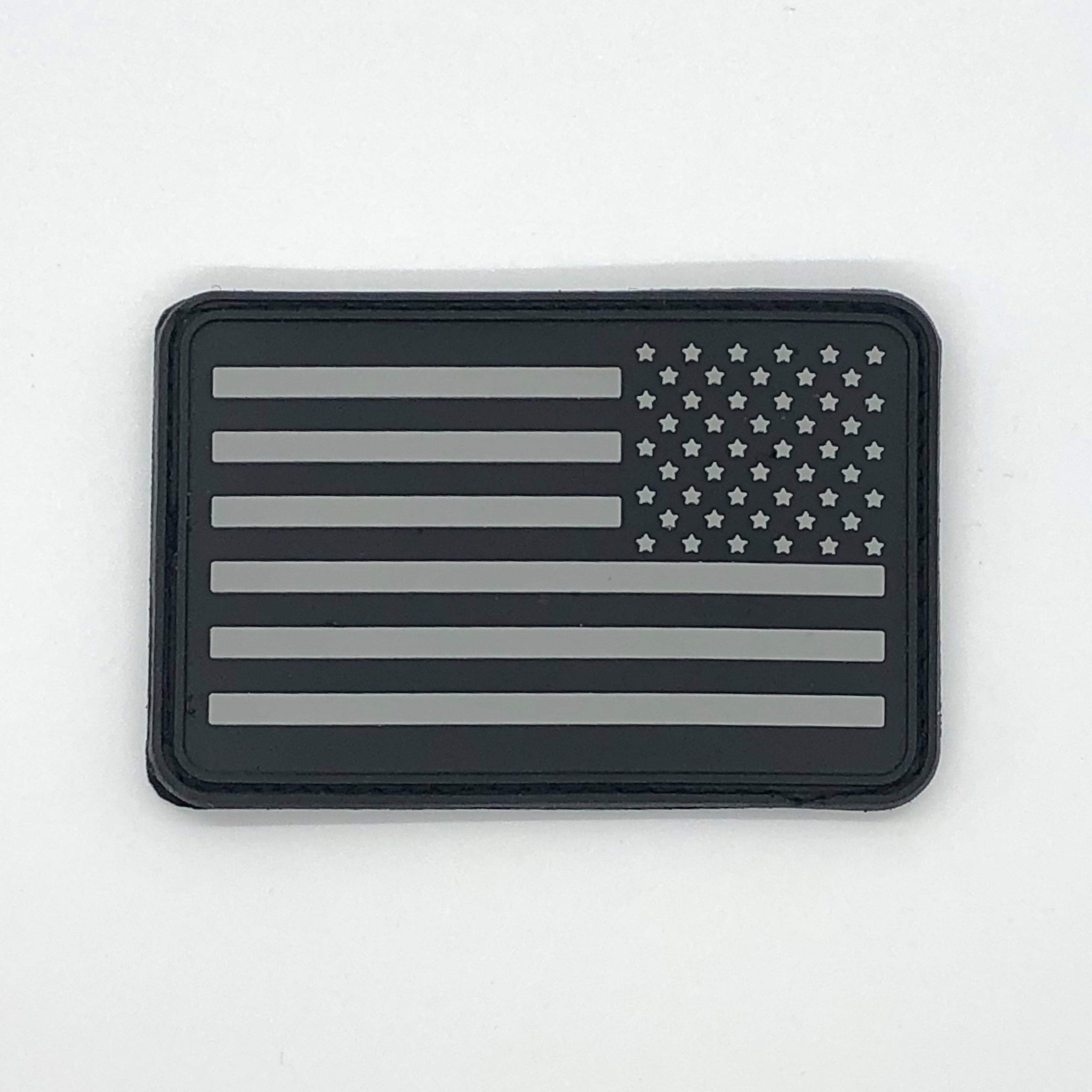 American Flag Patch, Subdued Grey, PVC Rubber, 2 x 3 w/ Velcro