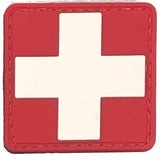Bartact Miscellaneous Red / White Medical Patch, EMT Patch, PVC Rubber, 1.5" x 1.5", Velcro Hook backing