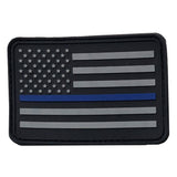 Bartact Miscellaneous Thin Blue Line / Stars on Left The Thin Blue Line Flag Patch  - PVC Rubber w Velcro Hook Backing - Thin Blue Line American Flag 2" x 3"