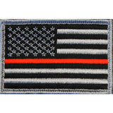 Bartact Miscellaneous Thin Red Line / Stars on Left Morale Patches, Embroidered American Flag Patch - USA, Thin Blue Line, Thin Red Line 2" x 3" Patch w/ Velcro/Hook backing