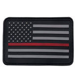 Bartact Miscellaneous Thin Red Line / Stars on Left The Thin Red Line American Flag Patch, PVC Rubber, 2" x 3", Velcro Hook backing - Choose Orientation