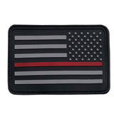 Bartact Miscellaneous Thin Red Line / Stars on Right American Flag Patch PVC Rubber w/ Color Options - USA Flag Patch, Thin Blue Line Patch, Thin Red Line Patch 2" x 3" w/ Velcro/Hook backing