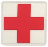 Bartact Miscellaneous White / Red Medical Patch, EMT Patch, PVC Rubber, 1.5" x 1.5", Velcro Hook backing