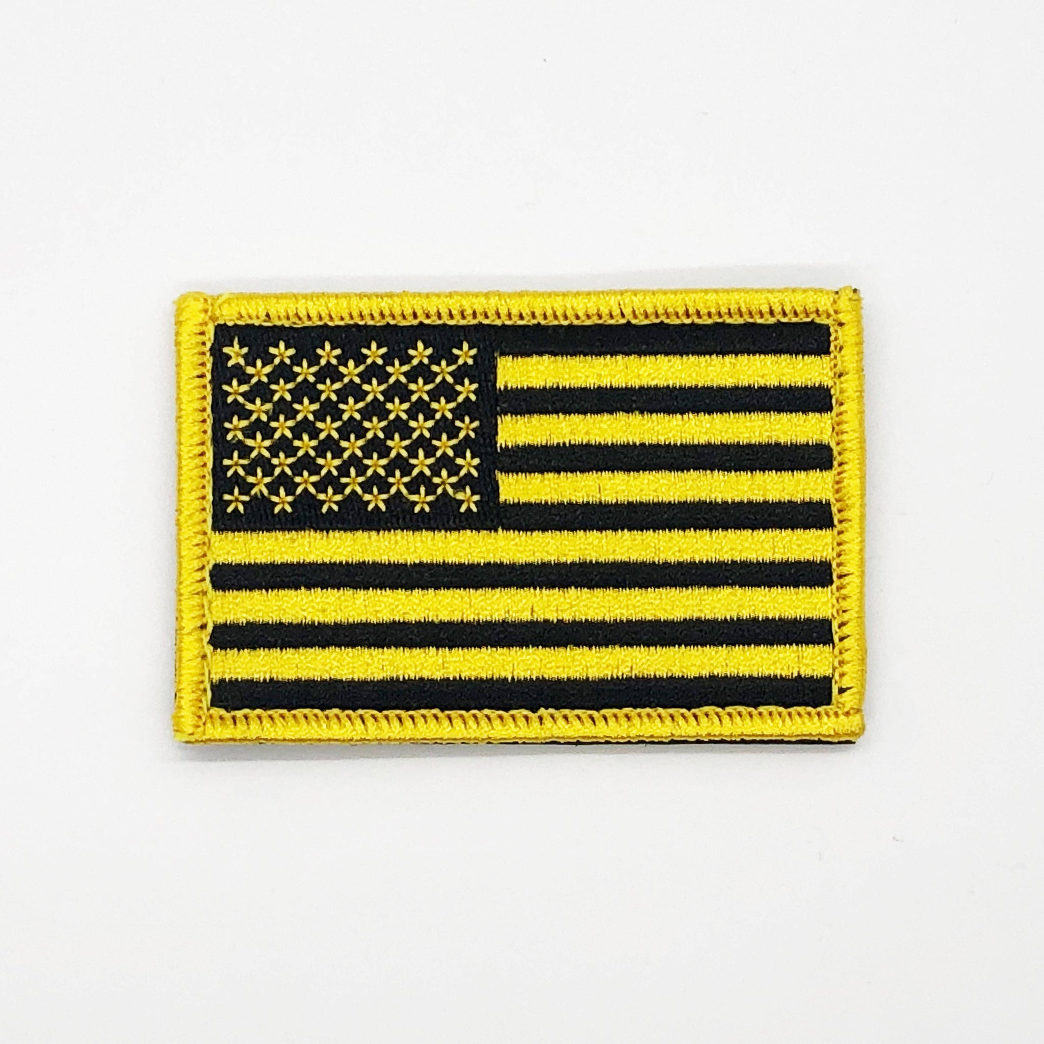 Morale Patches, Embroidered American Flag Patch - USA, Thin Blue Line, Thin Red Line 2 inch x 3 inch Patch w/ Velcro/Hook Backing, Yellow