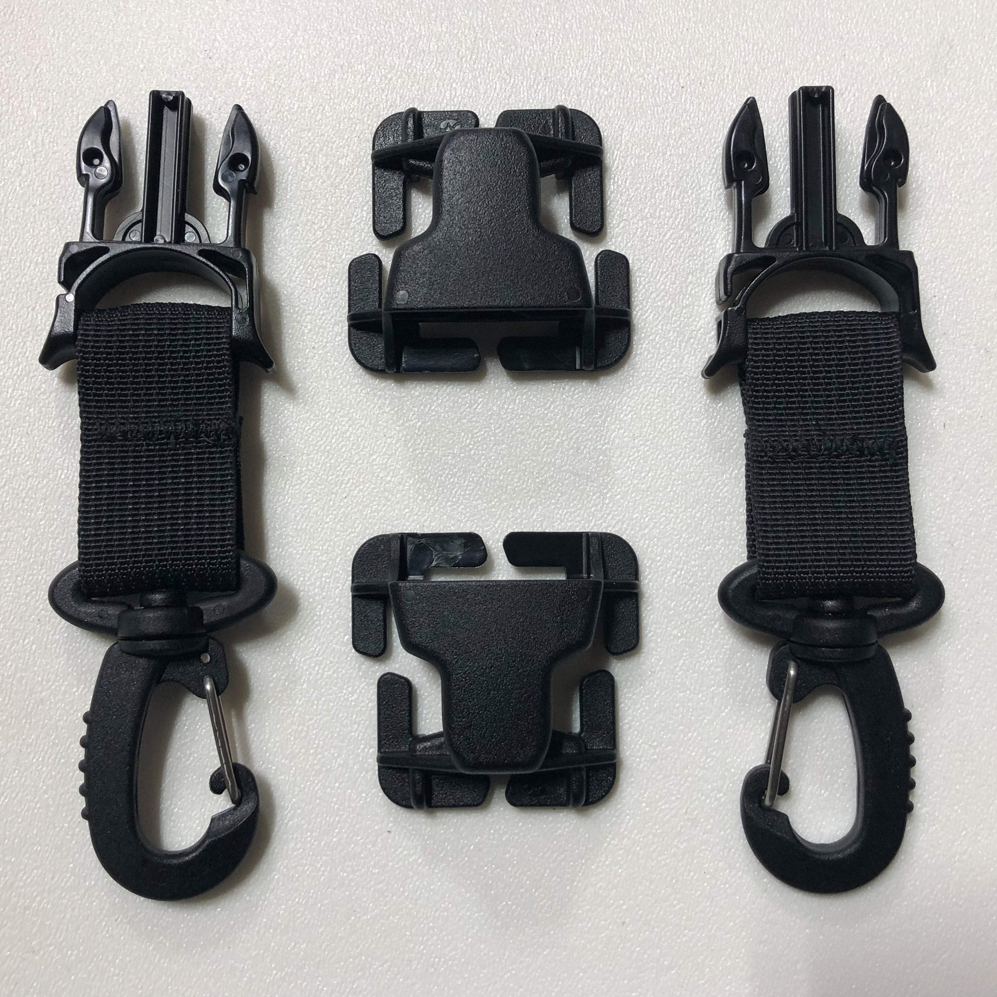 Molle Attachments, Bartact, PALS/MOLLE T-Bar & Heavy Duty Acetal Swivel Hooks (Pair of 2) - Black MASHHB
