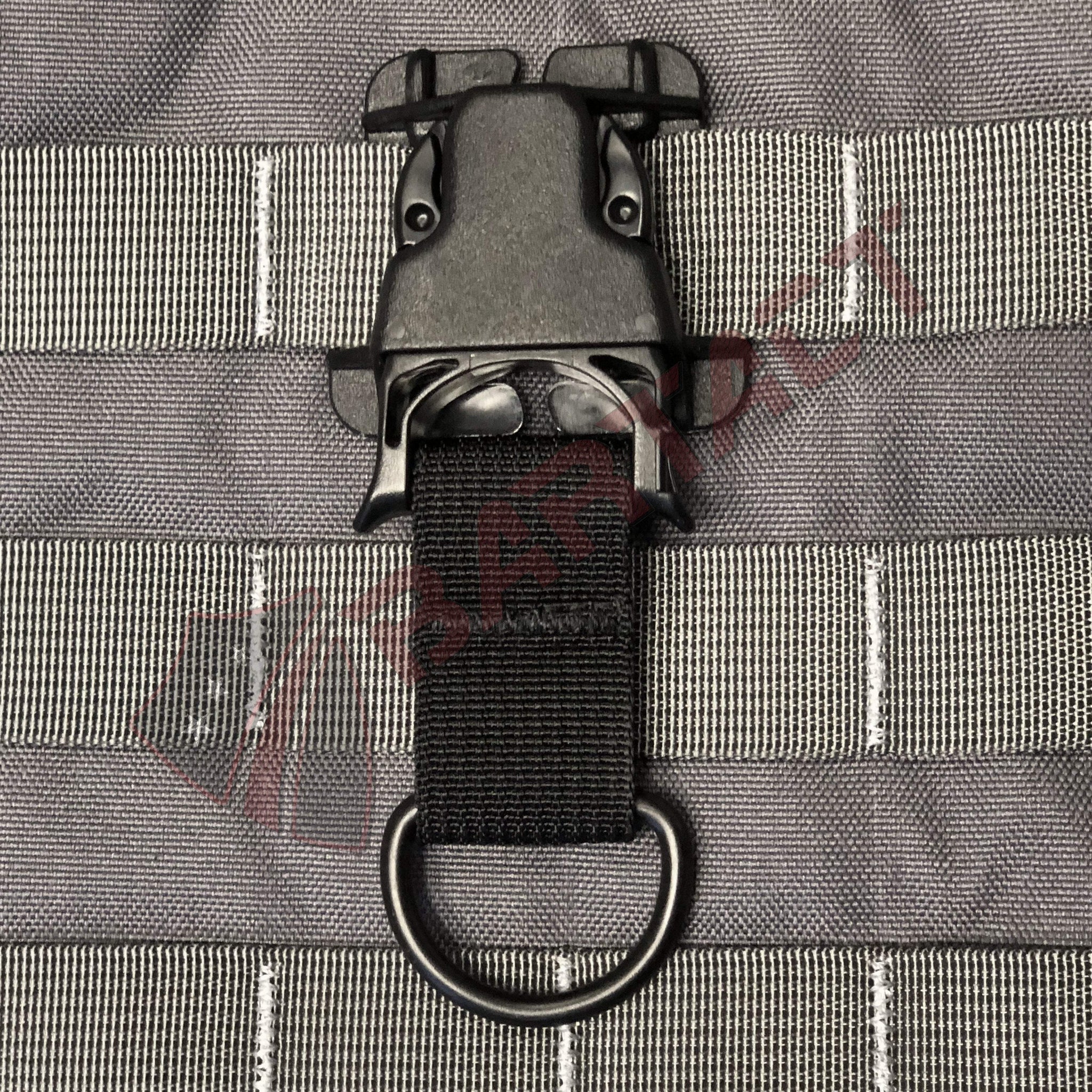 MOLLE Attachments by Bartact - PALS/MOLLE Powdercoated Steel D-Ring w/  Every Which Way Quick Side Release Buckle Kit (pair of 2)