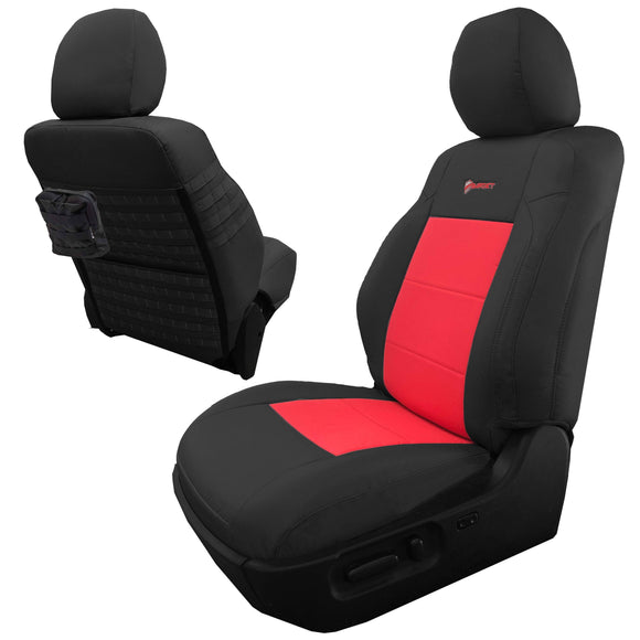 Bartact Toyota Tacoma Seat Covers black / red Front Tactical Seat Covers for Toyota Tacoma 2020-22 All Models w/ Electric Driver / Manual Passenger Seat (TRD & Non-TRD) Bartact - w/ MOLLE (Pair)